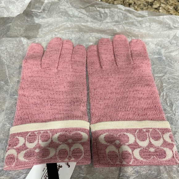 Coach Sparkly Pink and Ivory Gloves - Picture 1 of 4
